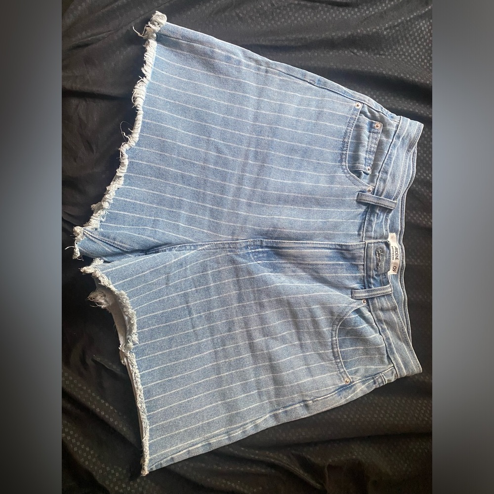 Jean shorts with stripes , worn once